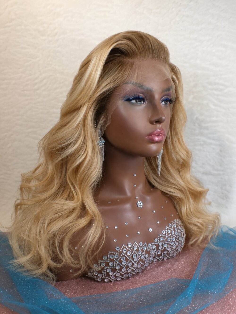Luxury Custom Blonde Ombre Human Hair Lace Front Wig Hand Customized 18-24 Inch